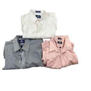 Stafford Wrikle Free Dress Shirts Lot of 3 Mens 17 White Gray Pink Workwear